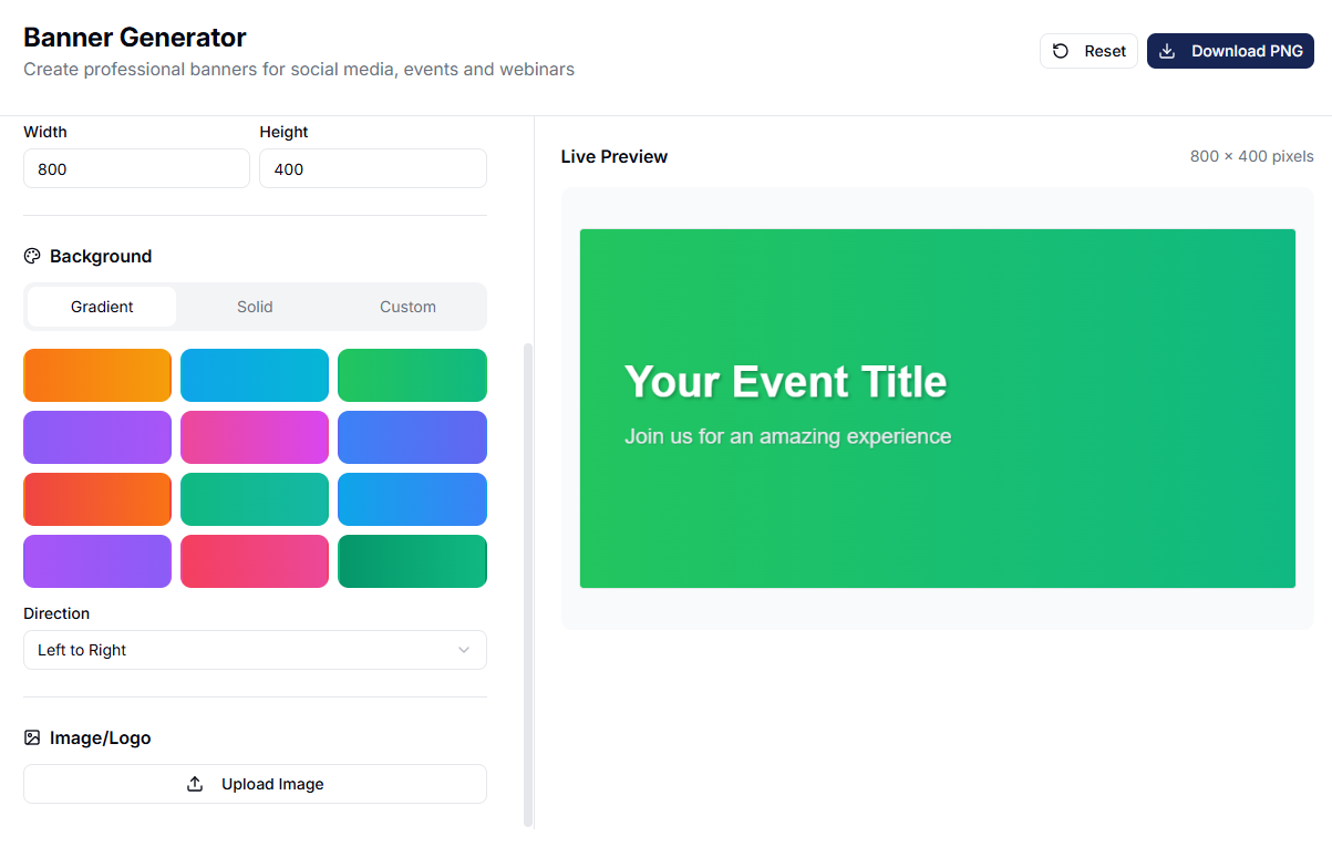Banner Generator for Events, Webinars & Social Media Pages