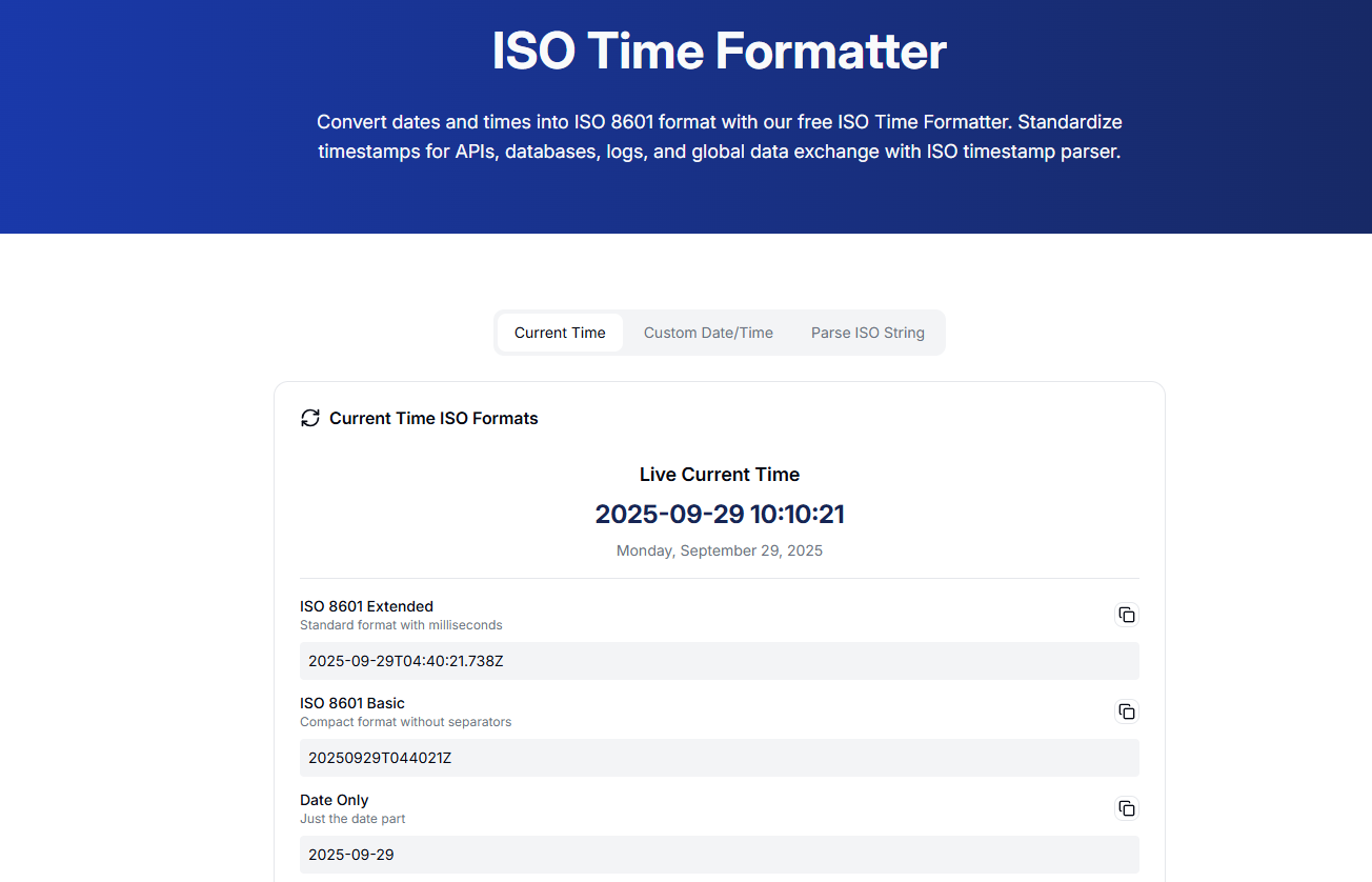 ISO Time Formatter