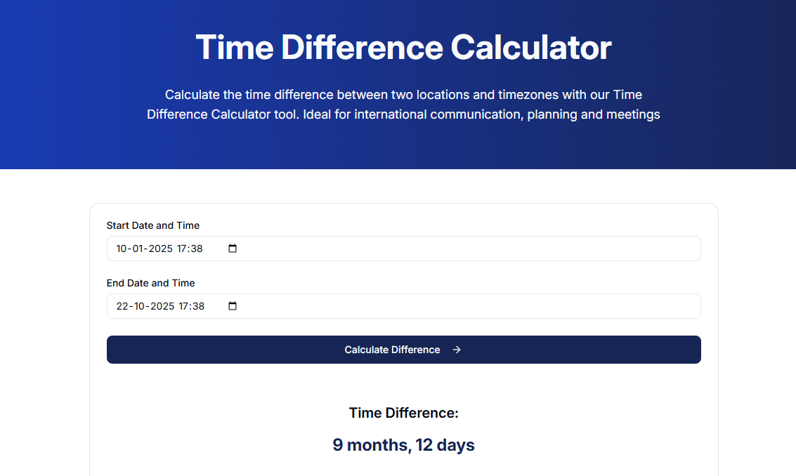 Time Difference Calculator