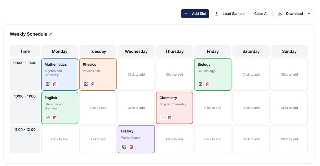 Timetable Generator
